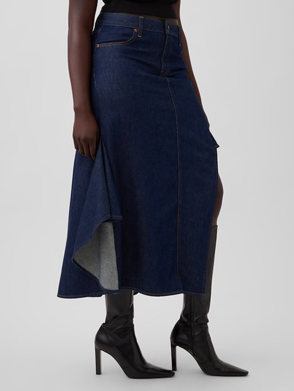 NWT! Gap × HFR Ruffle Denim Midi Skirt by IGDALYAH - Size 4 - Picture 7 of 8